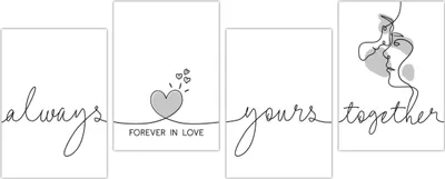 Produktbild von 4er Poster Set Premium Kunstdruck Liebe A4 Wandbild Bild Spruch Deko Geschenk