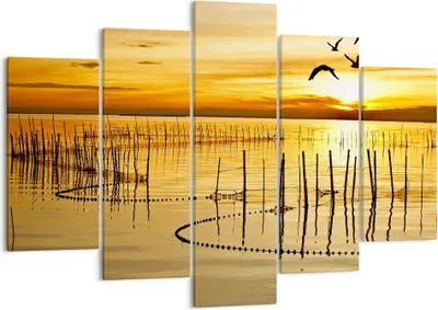 Produktbild von Bild auf Leinwand - Leinwandbild - See Vogel Wasser - 150x100cm - Wand Bild - Wanddeko - Leinwanddruck - Bilder - Kunstdruck - Wanddekoration - Leinwand bilder - Wandkunst - EA150x100-3616