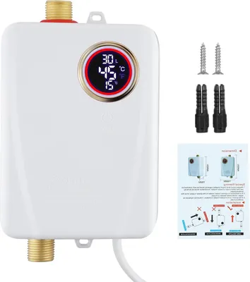 Immagine prodotto di Scaldabagno istantaneo - Da incasso sotto lavello - 3500 W - Riscaldamento immediato - Display LCD - Per lavandino - Bianco
