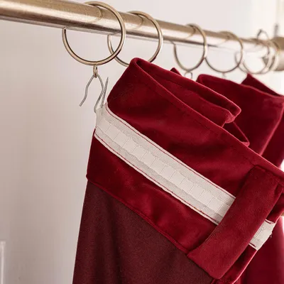 Produktbild von 2er Set Samt Vorhang Blickdicht Elegant Samtvorhänge Verdunkelung Thermovorhang Gardinen für Wohnzimmer Schlafzimmer Hotel, B132xH305cm, Rot