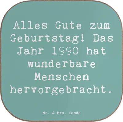 Produktbild von Mr. & Mrs. Panda Untersetzer für Gläser Spruch 1990 Geburtstag - Meeresbrise - Geschenk, Geburtstagsüberraschung, Tischuntersetzer, Geburtstagsgruß, Alles Gute zum