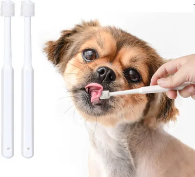 Produktbild von Zahnbürste für kleine Hunde und Katzen, 360 Grad, weiches Silikon, Zahnpflege für Katzen, Haustierzahnbürste (2 Stück)