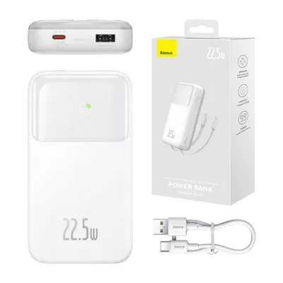 Immagine prodotto di Baseus Comet Series Powerbank Con Display 20000Mah 22,5W - Bianco + Cavo Usb-A / Usb-C