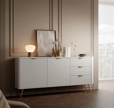 Image de AX LIVING Commode Vespasia 163 2P3T 163,2 cm Blanc XXL