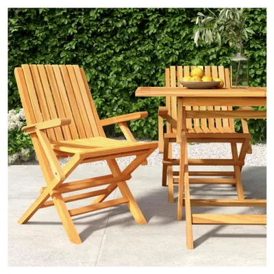 Produktbild von Klappbare Gartenstühle 2 Stück 61x67x90 cm aus massivem Teakholz