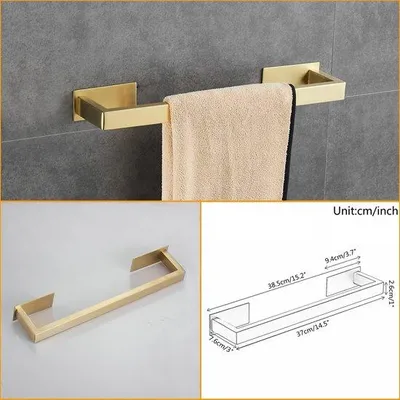 Produktbild von Badezimmer-Accessoires Set 3-teilig - Gebürstetes Gold
