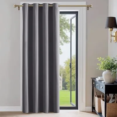 Produktbild von Verdunkelungsvorhang Grau Thermovorhang Kälteschutz 1 Stück H 210 x B 132 cm Türvorhang Blickdicht Ösenschal Tür Gardinen Wohnzimmer Blackout Curtain