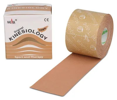 Productafbeelding van Kinesiologietape - Sporttape kinesiotape - 5 cm x 5 m - Beige - Voor sport en therapie