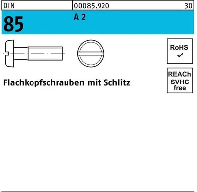 Produktbild von Flachkopfschraube DIN 85 m.Schlitz M 5 x 6 A 2