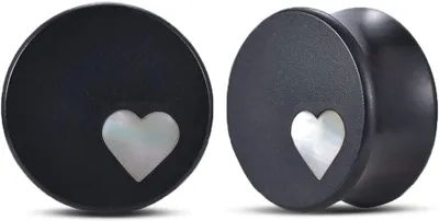 Imagen del producto de Túnel de madera para el lóbulo de la oreja, 10 mm, con diseño de corazón, expansor para estirar
