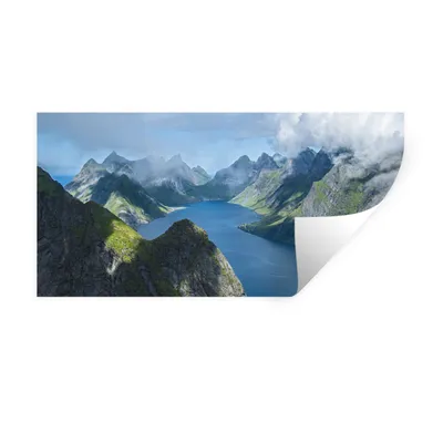 Produktbild von MuchoWow® Wandtattoo Wandsticker Wandaufkleber Blick über die Fjorde in Norwegen 80x40 cm Selbstklebend und Repositionierbar - Aufkleber