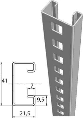 Produktbild von Vergokan C-Profilschiene, 41.21, gelocht, sendzimir verzinkt, Stange mit 3m, 1 Stk.