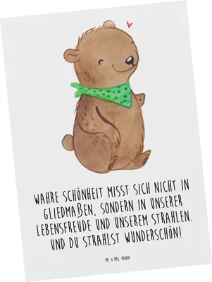 Produktbild von Mr. & Mrs. Panda Ansichtskarte Bär Dysmelie - Weiß - Geschenk, Ansichtskarten, Postkarten, Grußkarte, Postkarte, Kunstkarten