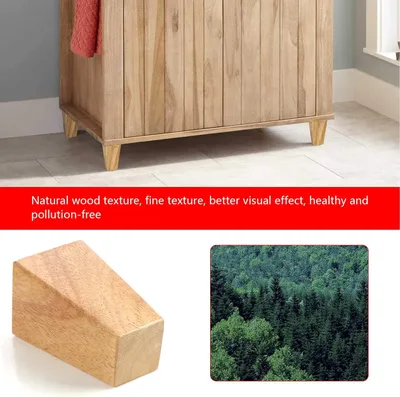Produktbild von 4-teilige 10 cm massive Eichenmöbelbeine für Stühle, Schränke, Bänke und Betten mit Montageplatten, Schrauben und Filzgleitern (Gerade Fuß)