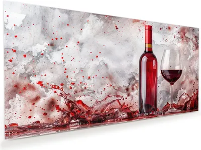 Produktbild von Glasbild 110x55cm in XXL für Wohnzimmer, Schlafzimmer Motiv Rotwein mit Glas