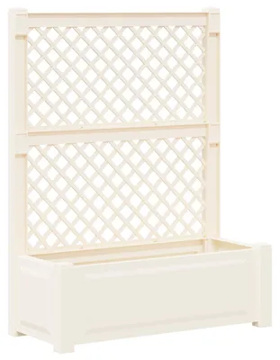 Produktbild von vidaXL Großer Pflanzer mit Rankgitter Weiß 99,5 x 43 x 133,5 cm PP