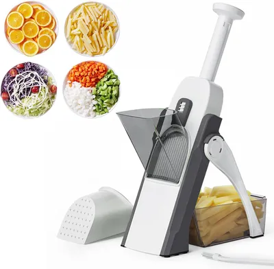 Produktbild von Gemüseschneider, Mandoline Gemüseschneider, Zwiebelschneider Verstellbar, Gemüsehobel aus Edelstahl, Vegetable Slicer, Gemüsehobel, BPA-frei