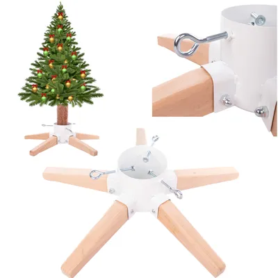 Produktbild von Weihnachtsbaumständer aus Metall + Holz für Weihnachtsbäume, 63 cm, Behälter 1,3 Liter