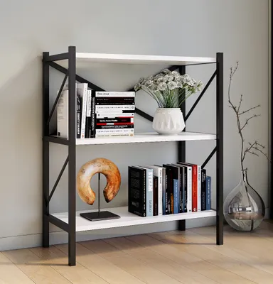 Produktbild von VCM Holz Metall Aufbewahrung Stand Regal Bücherregal Deko Bücher Standregal Insasi 2