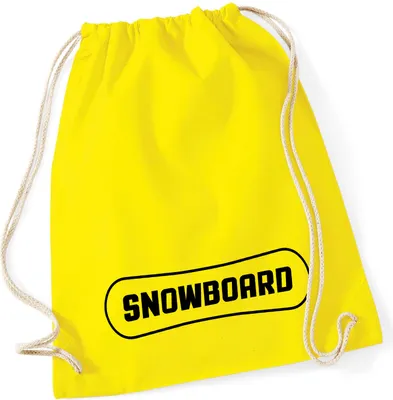 Produktbild von Huuraa Turnbeutel Snowbord Schriftzug 12 Liter Yellow Baumwolle Rucksack Geschenkidee