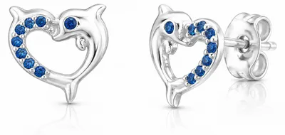 Produktbild von Ohrringe Delfin Herz 925 Silber Damen Mädchen Kinder