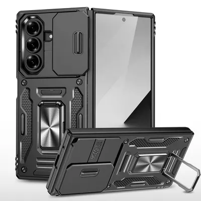 Obrázok produktu pre Pre Samsung Galaxy Z Fold7 5G Armor Camera Hybrid Protective Cover Ring Black