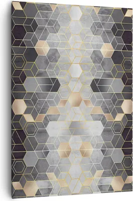 Produktbild von Bild auf Leinwand - Leinwandbild - Einteilig - Geometrisch Abstraktion Sechsecke - 70x100cm - Wand Bild - Wandbilder - Leinwanddruck - Wanddekoration - Leinwand bilder - Wandbild - PA70x100-4776