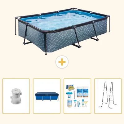 Zdjęcie produktu dla Basen zewnętrzny prostokątny - imitacja kamienia - 300x200x65 cm - 5-elementowy - SCB64