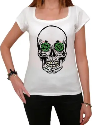 Produktbild von Damen Grafik T-Shirt Psychedelischer Totenkopf – Psychedelic Skull – Öko-Verantwortlich Vintage Jahrgang Kurzarm Lustige Druck Geburtstag Geschenk