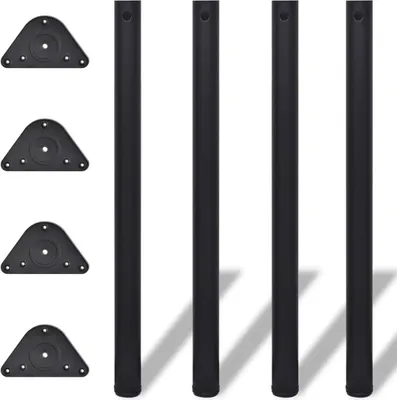 Image de 4 pieds de table réglables en hauteur 870 mm Noir