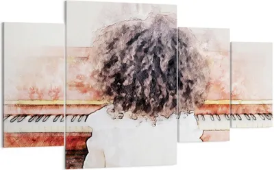 Produktbild von Bild auf Leinwand - Leinwandbild - 4 Teile - Kind Klavier Aquarell - 160x90cm - Wand Bild - Wanddeko - Wandbilder - Leinwanddruck - Bilder - Wanddekoration - Leinwand bilder - Wandbild - DL160x90-4702