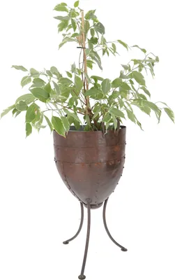 Produktbild von Blumenständer, Übertopf, Feuertopf - Höhe 55 cm, Braun, Metall, Vasen & Blumentöpfe