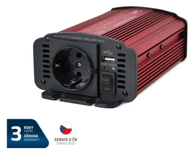 Productafbeelding van GETI GPI 312 spanningsomvormer, 12V/230V, 300W, met USB en Schuko-aansluiting