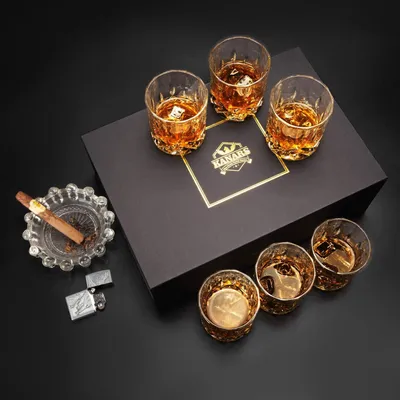 Produktbild von Bleifreie Kristall-Whiskeygläser für Cognac Martini Cocktails Scotch Whisky Wodka 300ml - Set von 6