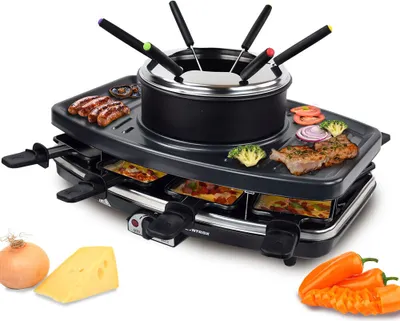 Produktbild von Syntrox Germany Raclette mit Fondue 3-in-1 Tischgrill 1100W 8 Personen