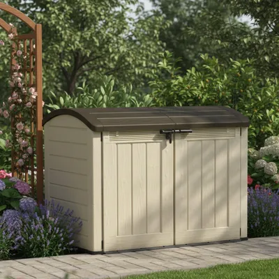 Immagine prodotto di Dmora Armadio da Esterno Hinton 113x177x134h cm Beige, Apertura Battente 2 Ante