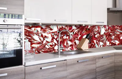 Produktbild von Küchenrückwand Folie selbstklebend ROTER KRISTALL 260 x 60 cm - Klebefolie - Dekofolie - Spritzschutz für Küche -