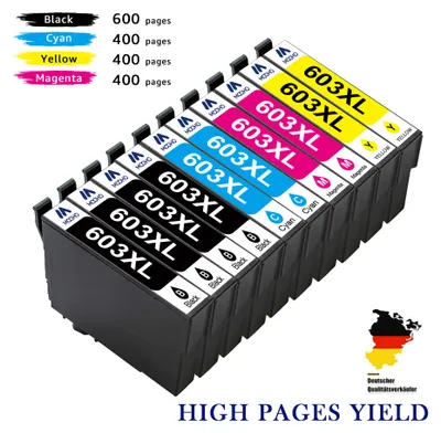 Produktbild von 10er 603XL Druckerpatronen für Epson 603XL XP2100 2105 3100 3105 4100 WF2820 2830 2840 DWF