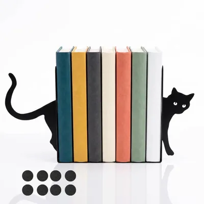 Imagen del producto de Soportes para libros de metal con forma de gato, juego de 2, color , para estanterías
