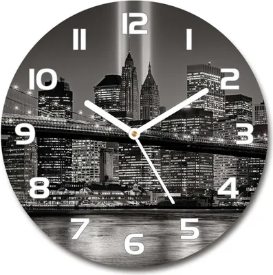 Produktbild von Wanduhr aus Glas 30fi Glasbild Glasuhr Gehärtetes Glas - weisse-zeiger - Manhattan New York