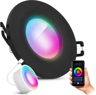 Produktbild von SSC-LUXon BEDA LED Einbaustrahler schwarz IP65 - Deckenlampe mit 4W SMART Modul RGB 3CCT dimmbar - Spotlight für Bad, Küche & Außenbereich