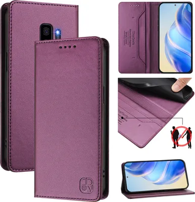 Produktbild von Lederhülle für Samsung Galaxy S9 Plus Hülle Flip Brieftasche Kartenfächern Ständer Schutzhülle Lila