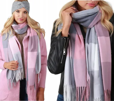 Produktbild von Alur SZ2 Großer Damen Schal Kariert mit Fransen