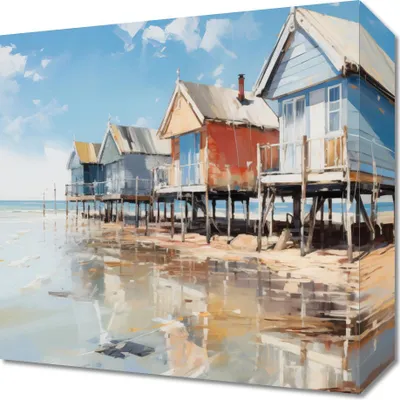 Produktbild von Bild 30x30cm Malerische Küstenhütten