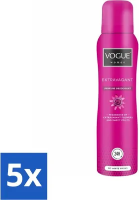 Immagine prodotto di Vogue Donna - Extravagant - Profumo Deodorante - 150 ml - confezione risparmio - 5 pezzi