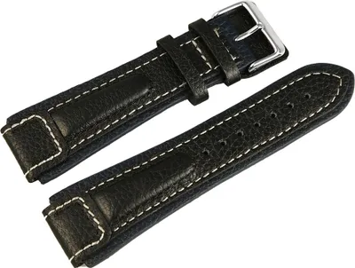 Produktbild von Echtleder-Uhrenarmband, schwarz/blau, weiße Naht, 20 mm - 24 mm