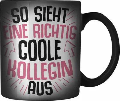 Produktbild von Trendation - So Sieht Eine Richtig Coole Kollegin Aus Farbwechsel Zauber-Tasse Geschenk Beste Kollegin Arbeitskollegin Geschenkidee (Schwarz)