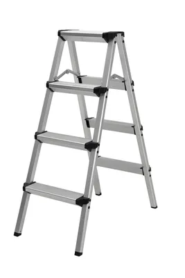 Produktbild von Craftfull Doppel-Klapptritt CF-131A | Aluminium-Trittleiter - Anti-Rutsch - Leiter - Klappbar - Sicherheitsbügel - 150 kg - 2-5 Stufen (2 x 4 Stufen)