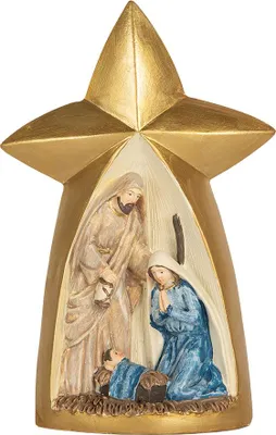 Produktbild von Clayre & Eef Weihnachtsdekorationsfigur Krippe 14x6x21 cm Goldfarbig Kunststoff