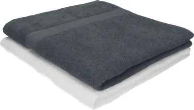 Produktbild von Betz 2 Stück Duschtücher 70x140 cm PALERMO 100% Baumwolle  Farbe: weiß und anthrazit